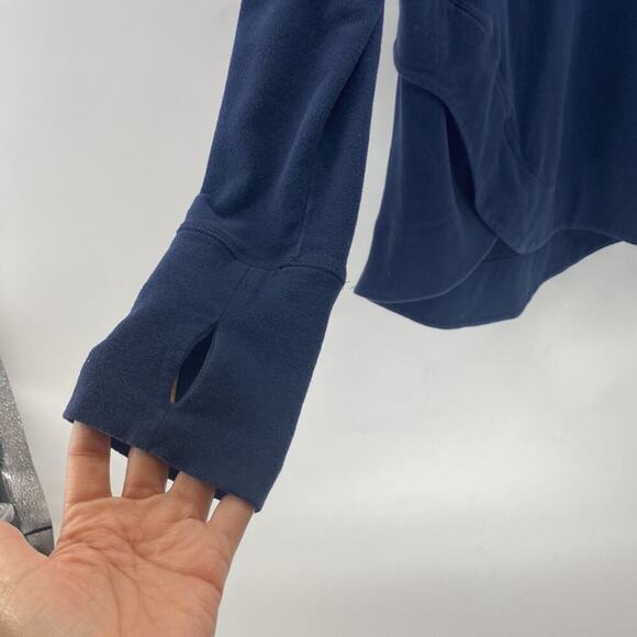 Sweaty Betty Navy Blue Escape Luxe Italian Fleece Hoodie Hoody longline cozy S - Picture 5 of 12